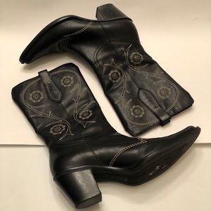 Franco Sarto black cowboy boots